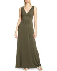 Loveappella - V-Neck Jersey Maxi Dress - Lyst
