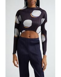 Pleats Please Issey Miyake - Bean Dots Pleated Crop Top - Lyst