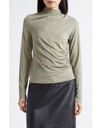 Vince - Side Drape Funnel Neck Top - Lyst