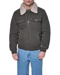 Levi's - Cotton Aviator Bomber Jacket With Faux Shearling Collar - Lyst
