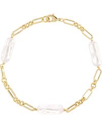 ATHRA LUXE - Faux Pearl Paper Clip Chain Bracelet - Lyst