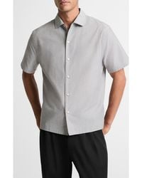 Vince - Lightweight Short Sleeve Cotton Chambray Button-Up Shirt - Lyst