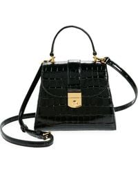 Veronica Beard - Crest Croc Embossed Leather Top Handle Bag - Lyst