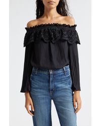 Ramy Brook - Holland Ruffle Eyelet Off The Shoulder Top - Lyst