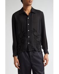 Bode - Midnight Daffodil Long Sleeve Silk Button-Up Shirt - Lyst