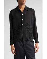 Bode - Midnight Daffodil Long Sleeve Silk Button-Up Shirt - Lyst