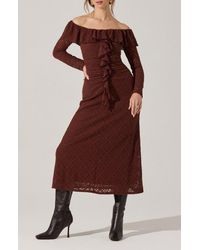 Astr - Dorian Lace Long Sleeve Off The Shoulder Maxi Dress - Lyst