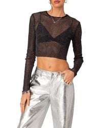 Edikted - Marly Sequin Sheer Crop Top - Lyst