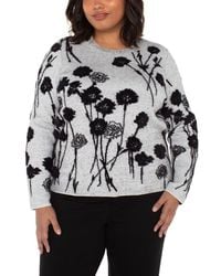 Liverpool Los Angeles - Floral Jacquard Crewneck Sweater - Lyst
