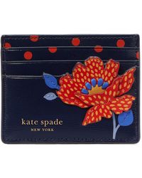 Kate Spade - Dottie Bloom Flower Appliqué Leather Card Holder - Lyst