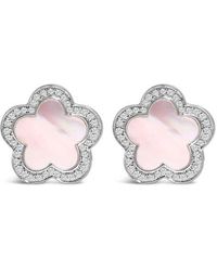 Haus of Brilliance - 14K Mother Of Pearl And 1/5 Cttw Diamond Halo Star Stud Earrings - Lyst
