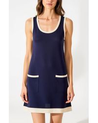 Modenaire - Sleeveless Knit Mini Dress With Contrast Trim And Front Pockets - Lyst