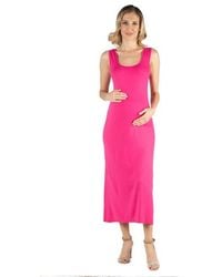 24seven Comfort Apparel - Maternity Scoop Neck Maxi Dress With Racerback Detail - Lyst