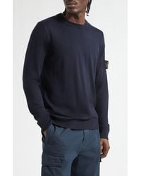 Stone Island - Compass Patch Virgin Wool Crewneck Sweater - Lyst