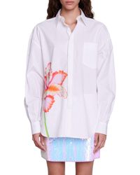 Maje - Placed Floral Cotton Button-up Shirt - Lyst