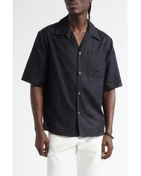 Versace - Barocco Jacquard Cotton Poplin Camp Shirt - Lyst