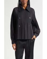 Pleats Please Issey Miyake - Pleated Double Breasted Jacket - Lyst