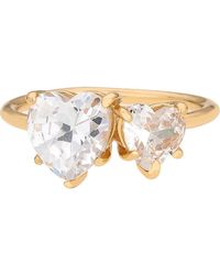 Ettika - Cubic Zirconia Double Heart Ring - Lyst