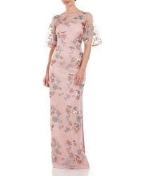 JS Collections - Daphne Embroidered Sequin Column Gown - Lyst