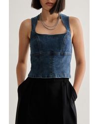 Nasty Gal - Lace-Up Back Denim Top - Lyst