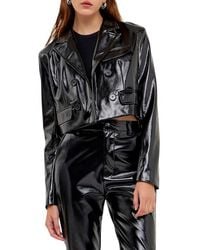 Grey Lab - Shiny Faux Leather Crop Jacket - Lyst