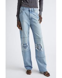 Stella McCartney - Distressed Patched Straight Let Jeans - Lyst