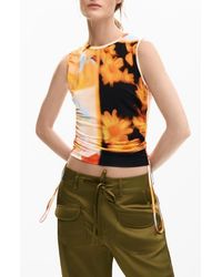 Desigual - Abstract Floral Drawstring Tank - Lyst