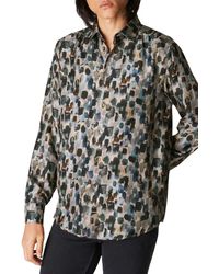 Eton - Slim Fit Geometric Print Silk Dress Shirt - Lyst