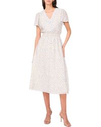 Vince Camuto - Abstract Print Flutter Sleeve Midi Dress - Lyst