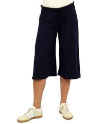 24seven Comfort Apparel - Basic Ribbed Knit Drawstring Flared Capri Pants - Lyst
