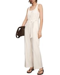 Mango - Stripe Tie Belt Jumpsuit - Lyst