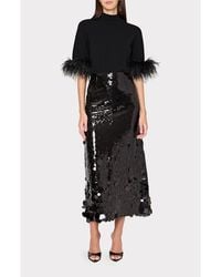 MILLY - Feather Detail Mock Neck Sweater - Lyst