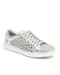 Lady Couture - Low Top Laser Cut Sneaker With Rhinestones - Lyst
