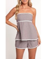 Petal & Pup - Kyle Gingham Strapless Top & Shorts Set - Lyst
