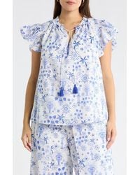 Sugarlips - Azul Tropics Deniza Split Neck Top - Lyst