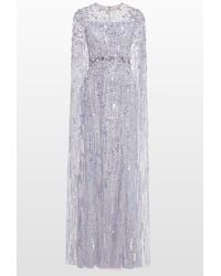 Jenny Packham - Ruby Sequin-Embellished Cape Maxi Dress - Lyst