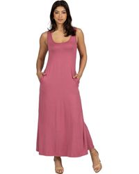 24seven Comfort Apparel - Scoop Neck Sleeveless Maxi Dress With Pockets - Lyst