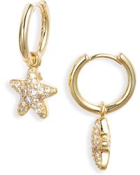 Kendra Scott - Jae Pavé Cubic Zirconia Starfish huggie Hoop Earrings - Lyst