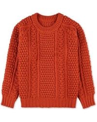 Fortela - Aston Cable Knit Wool Crewneck Sweater - Lyst