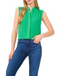 Cece - Sleeveless Mandarin Collar Button-Up Shirt - Lyst