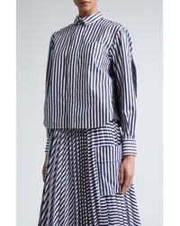 Sacai - Stripe Poplin & Nylon Twill Button-up Shirt - Lyst