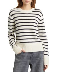 FRAME - Stripe Cashmere Crewneck Sweater - Lyst