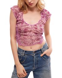 Free People - Oh My Baby Crop Mesh T-shirt - Lyst