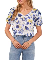Vince Camuto - Floral Tulip Sleeve Top - Lyst