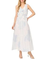 Halogen® - Ruffle Metallic Tie Waist Sleeveless Maxi Dress - Lyst