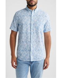 Johnston & Murphy - Hampton Abstract Print Short Sleeve Stretch Cotton Button-Down Shirt - Lyst