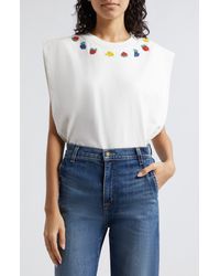 FARM Rio - Fruit Bead Embellished Cotton Muscle T-shirt - Lyst
