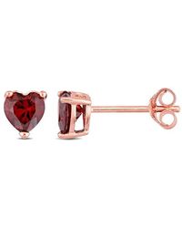 Julianna B - Color Zirconia Heart Stud Earrings Plated - Lyst
