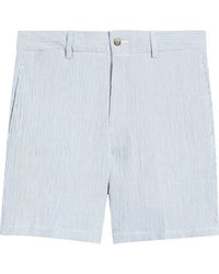 Berle - Linen Look Stripe Flat Front Cotton Seersucker Shorts - Lyst