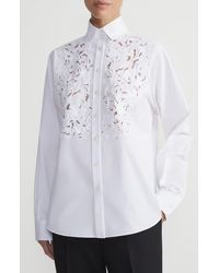 Lafayette 148 New York - Baroque Embroidered Organic Cotton Poplin Button-Up Shirt - Lyst